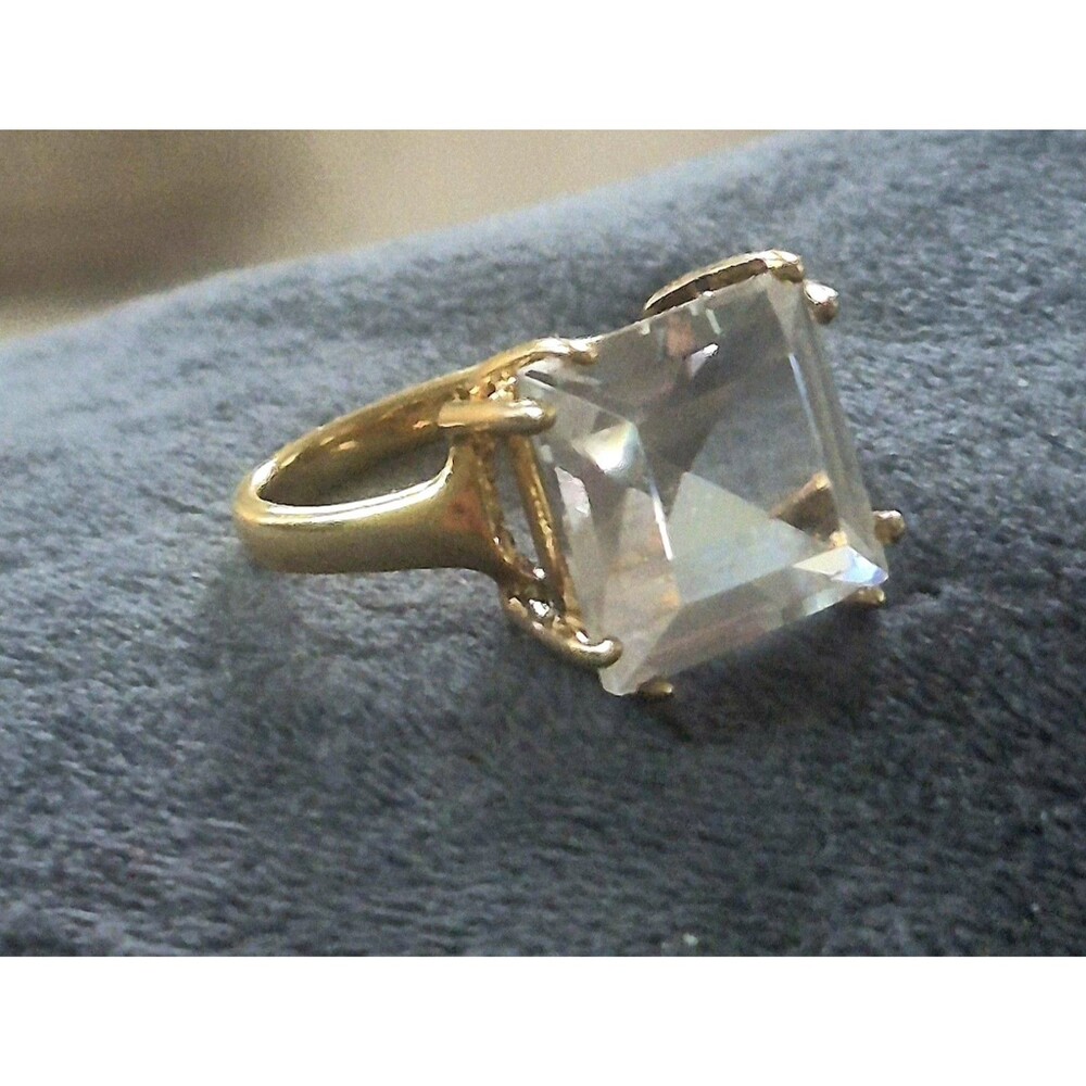 Vtg Chateau d'Argent Canada Gold Vermeil 925 Sterling Emerald Cut Ring Size 7.25